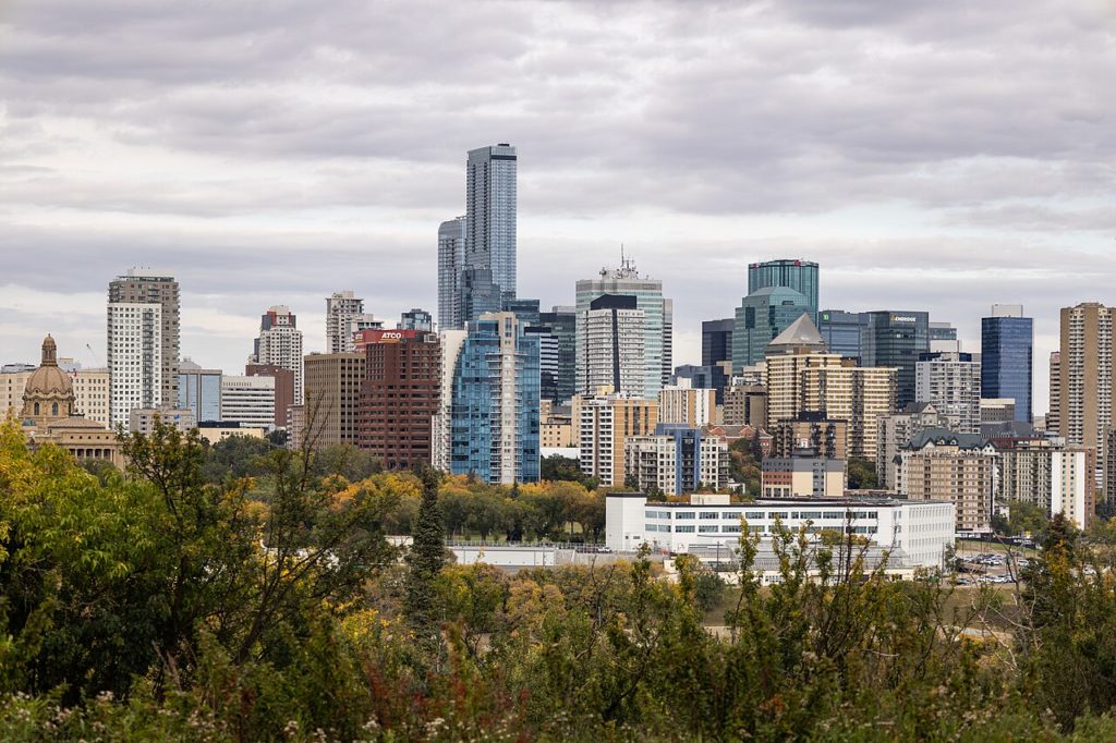 Fixed vs variable mortgages in Edmonton — skyline from Saskatchewan Drive in fall